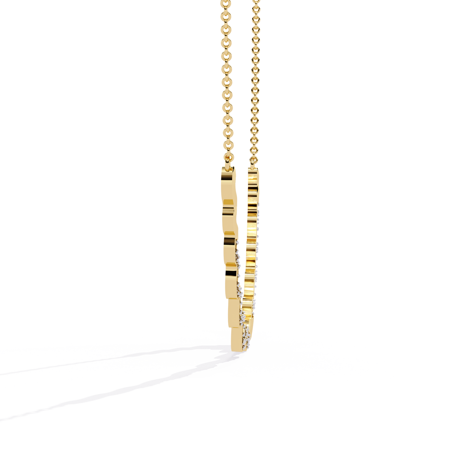 Yellow Gold-Luna Necklace Lab Diamond_view=SIDE