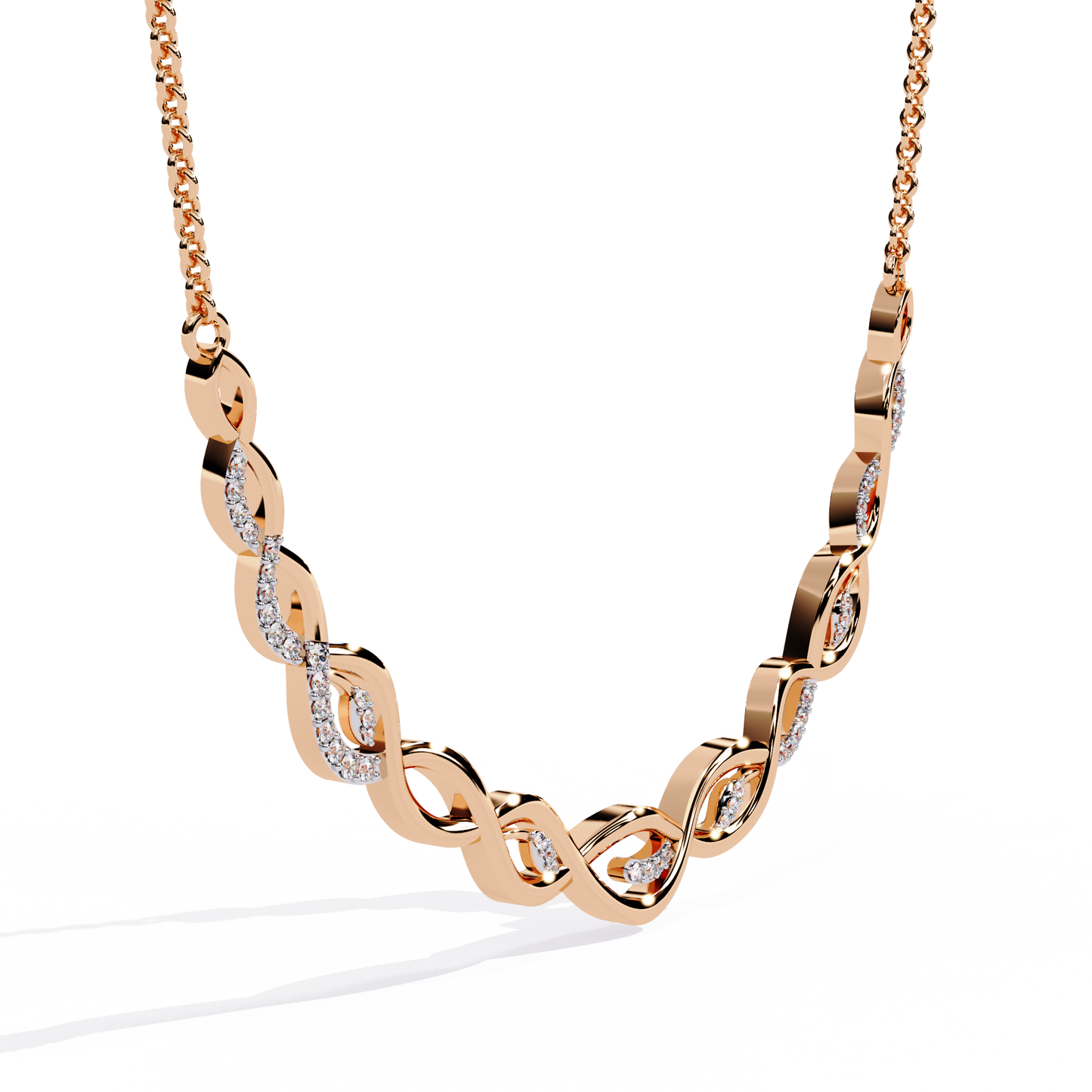 Pink Gold-Pollux Necklace Lab Diamond_view=3DV