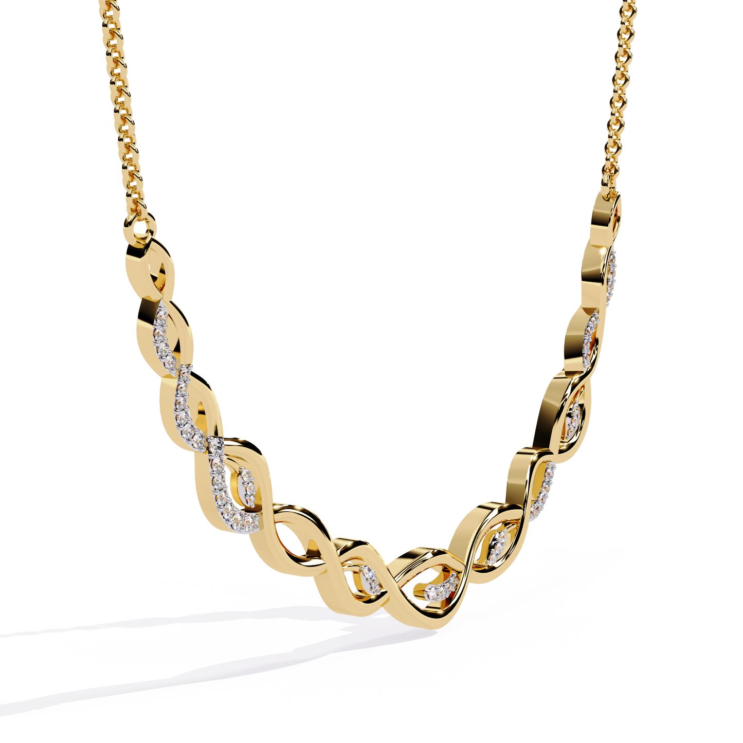 Yellow Gold-Pollux Necklace Lab Diamond_view=3DV