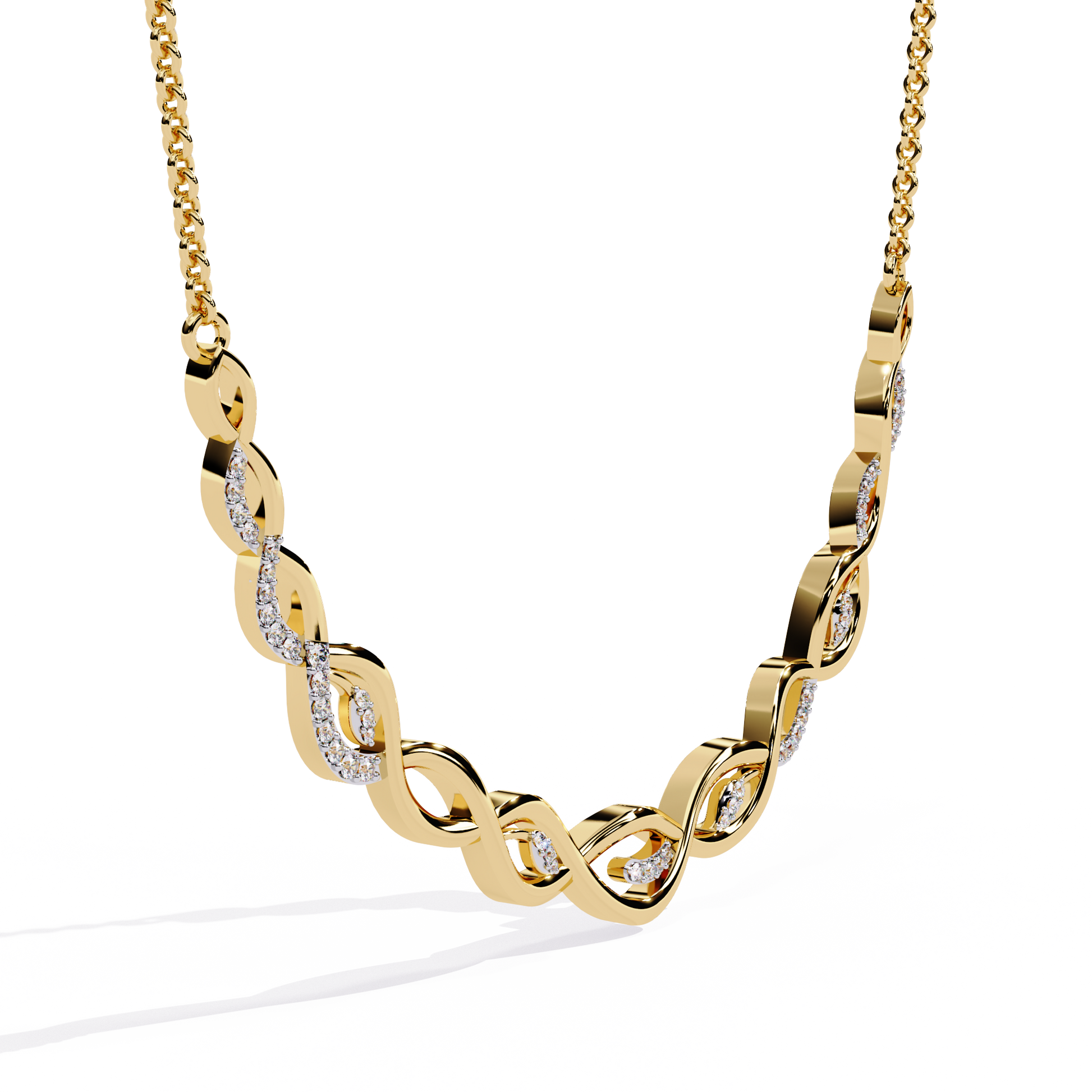 Yellow Gold-Pollux Necklace Lab Diamond_view=3DV