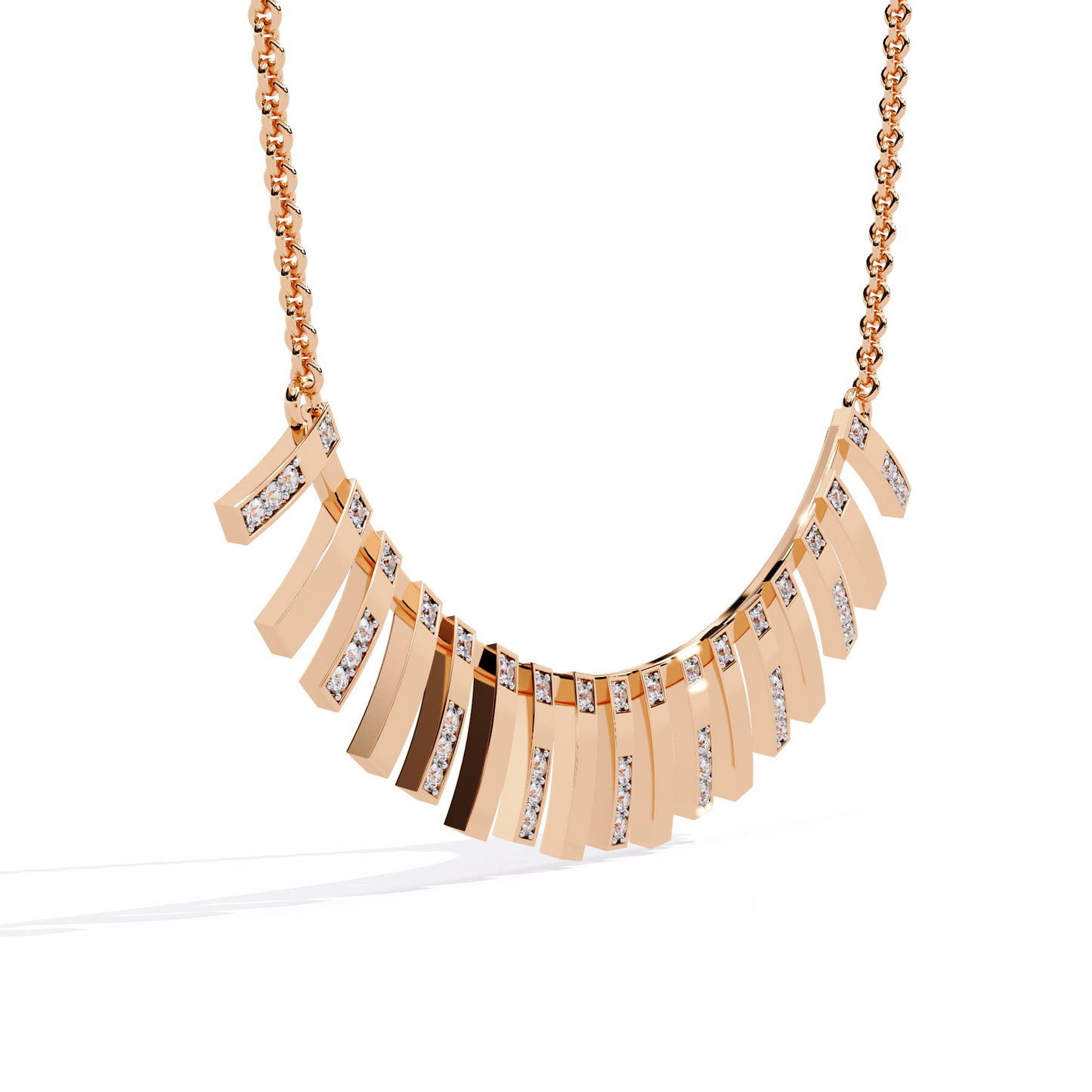 Pink Gold-Castor Necklace Lab Diamond_view=3DV