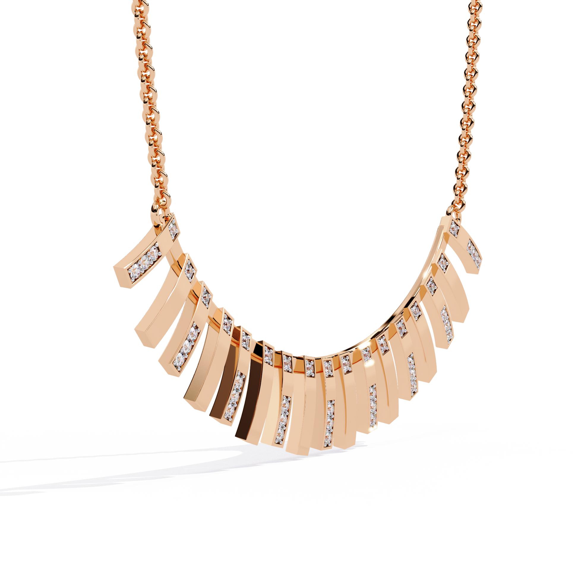 Pink Gold-Castor Necklace Lab Diamond_view=3DV