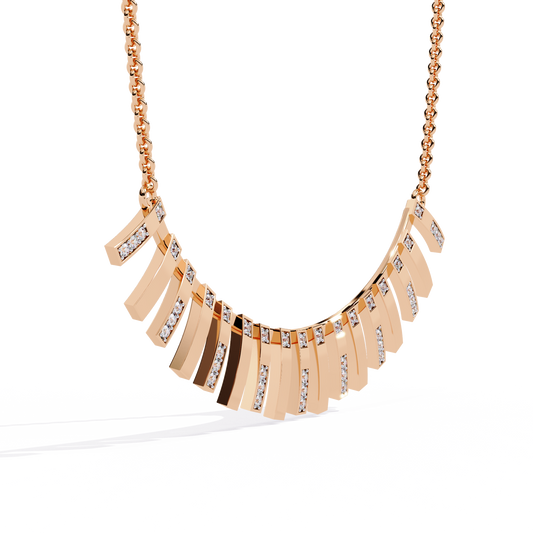 Pink Gold-Castor Necklace Lab Diamond_view=3DV