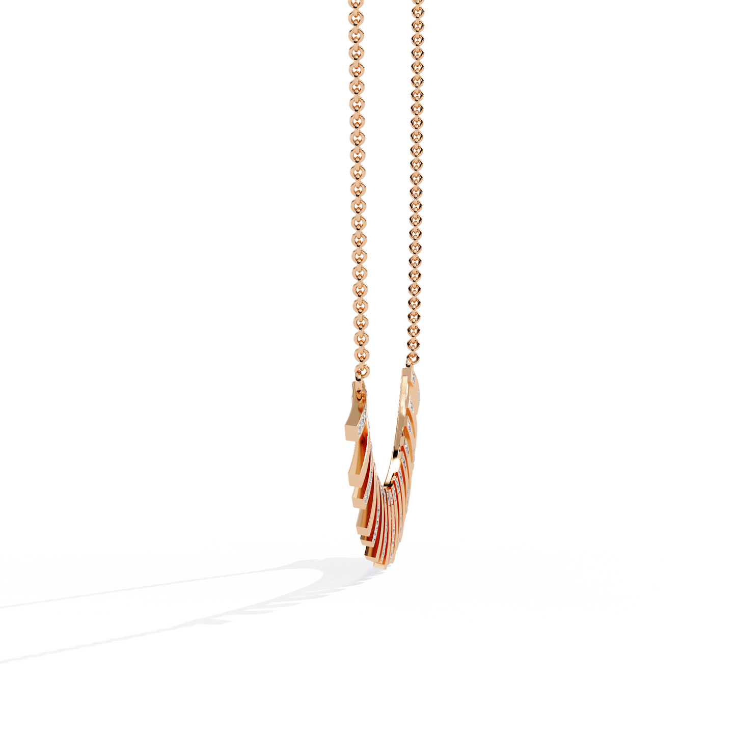 Pink Gold-Castor Necklace Lab Diamond_view=SIDE