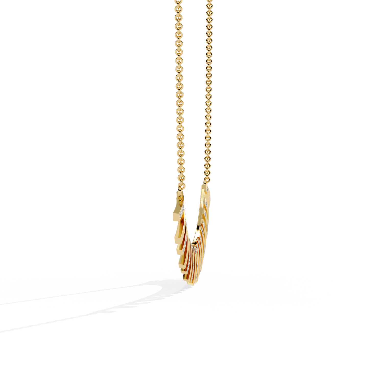 Yellow Gold-Castor Necklace Lab Diamond_view=SIDE