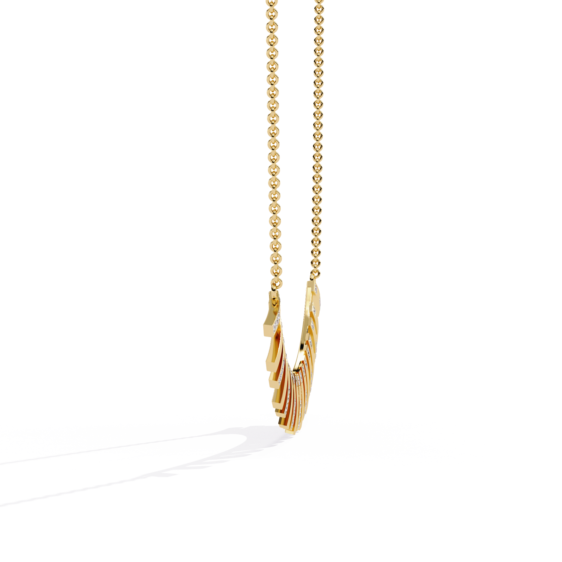 Yellow Gold-Castor Necklace Lab Diamond_view=SIDE