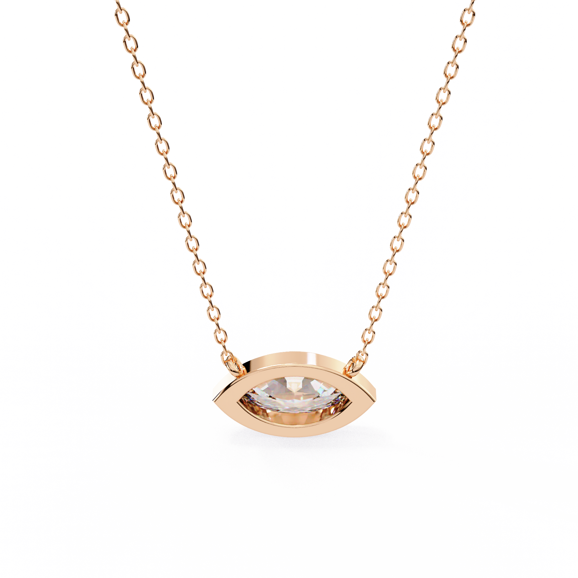 Pink Gold-Opal Solitaire Pendant Lab Diamond_view=BACK