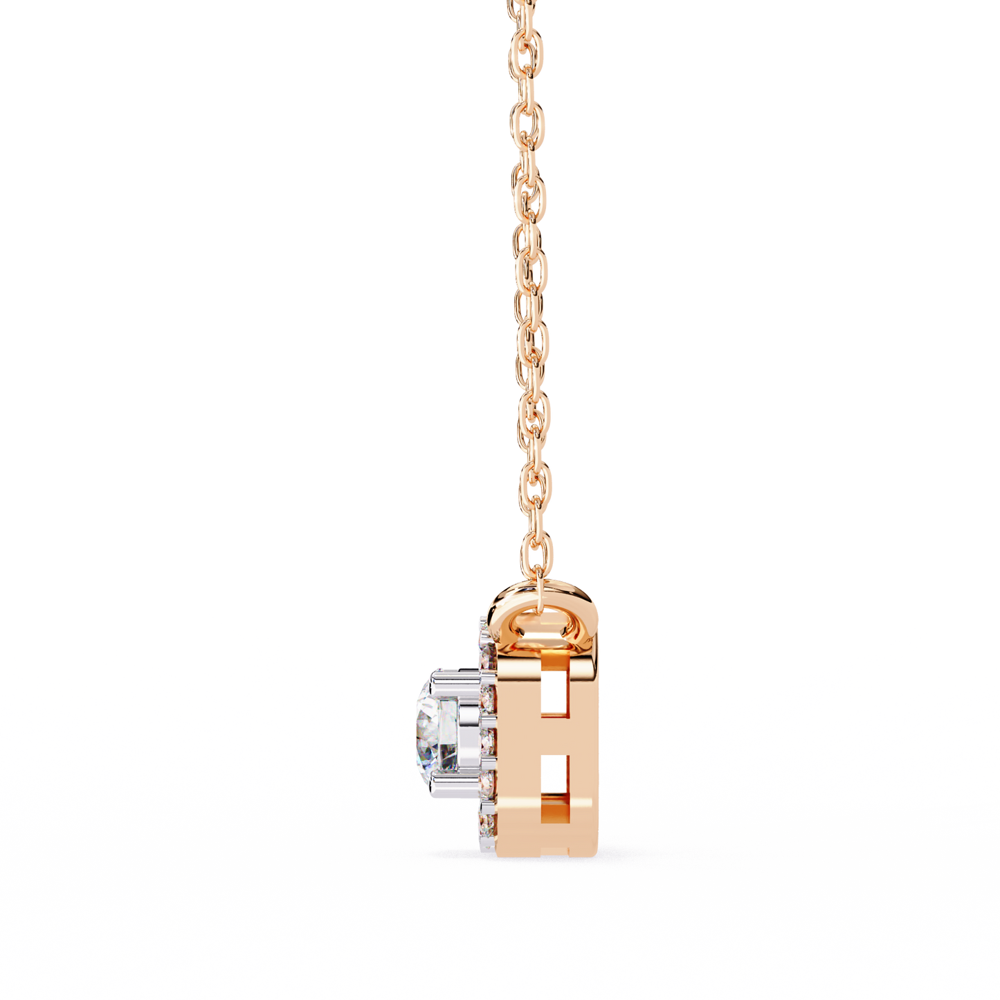 Pink Gold-Jade Solitaire Pendant Lab Diamond_view=SIDE