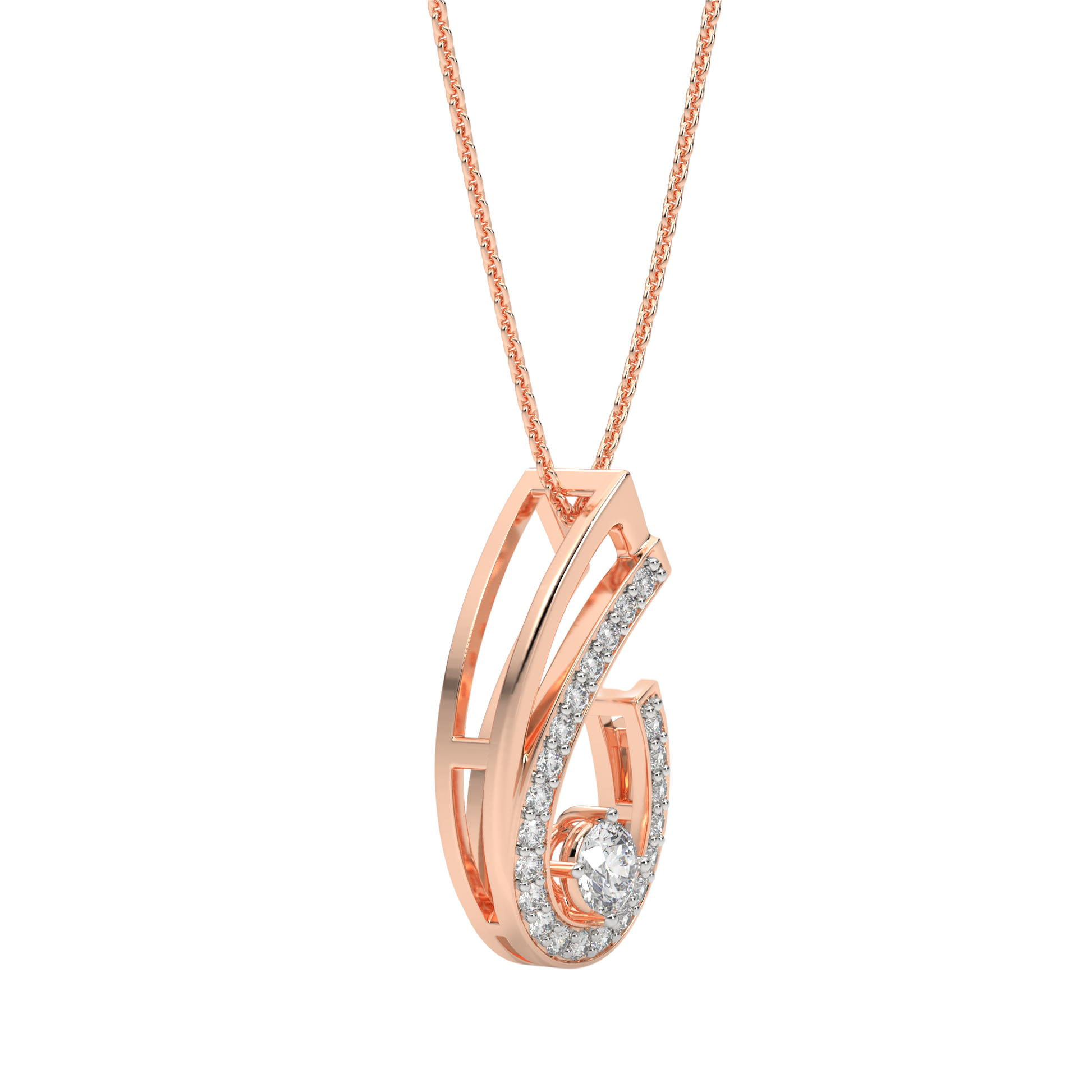 Pink Gold-Unity Coordinated Pairs Lab-Grown Diamond Pendant_view=3DV