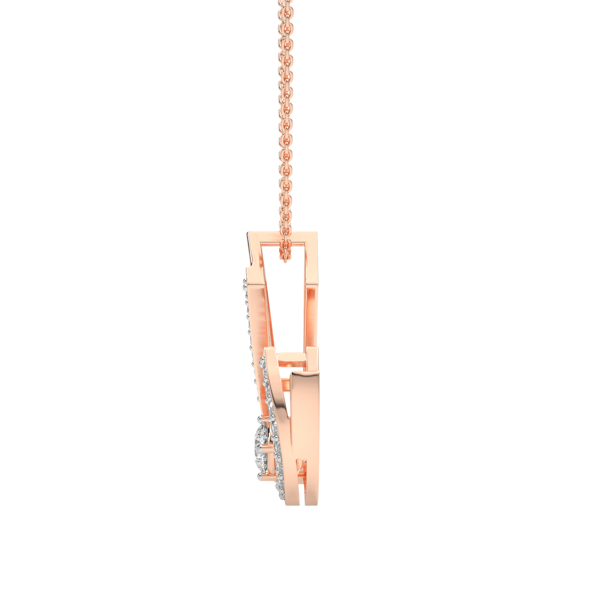 Pink Gold-Unity Coordinated Pairs Lab-Grown Diamond Pendant_view=SIDE
