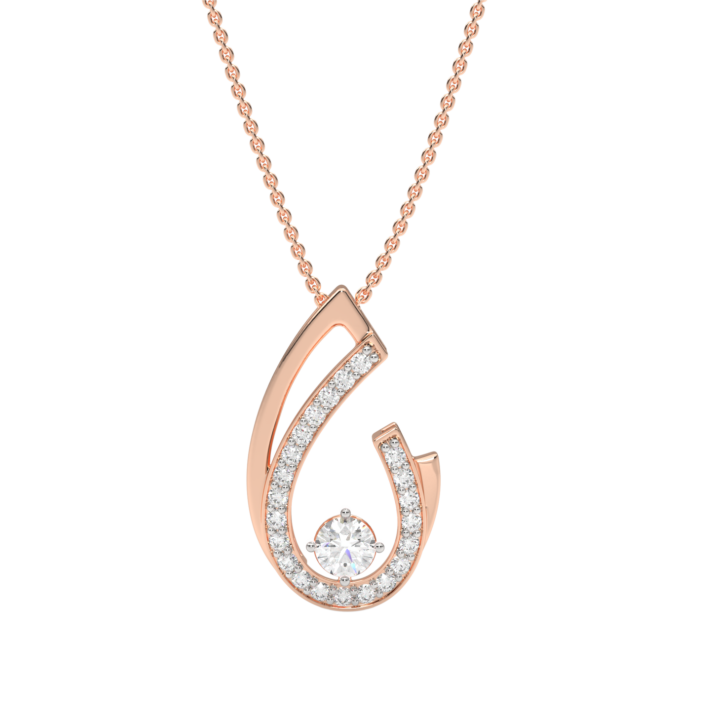 Pink Gold-Unity Coordinated Pairs Lab-Grown Diamond Pendant_view=TOP