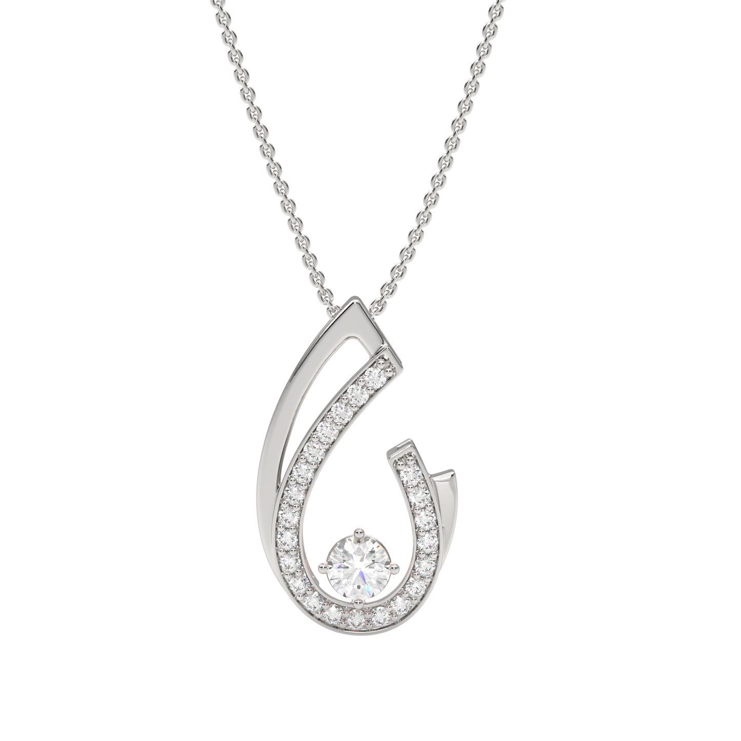 White Gold-Unity Coordinated Pairs Lab-Grown Diamond Pendant_view=TOP