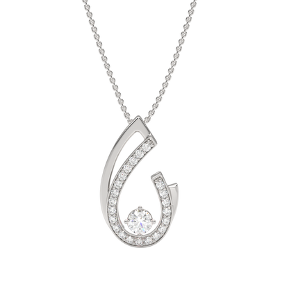 White Gold-Unity Coordinated Pairs Lab-Grown Diamond Pendant_view=TOP