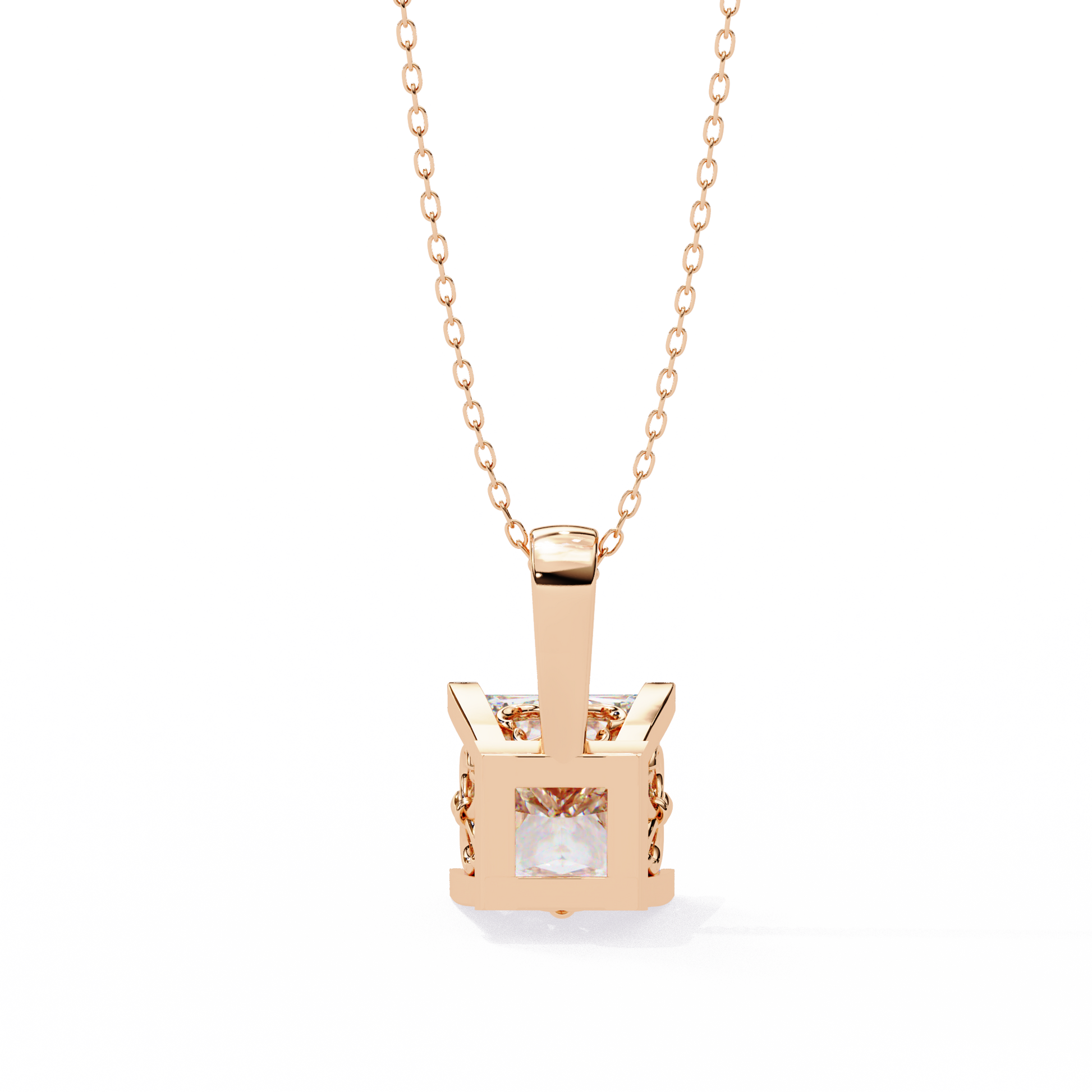 Pink Gold-Onyx Solitaire Pendant Lab Diamond_view=BACK