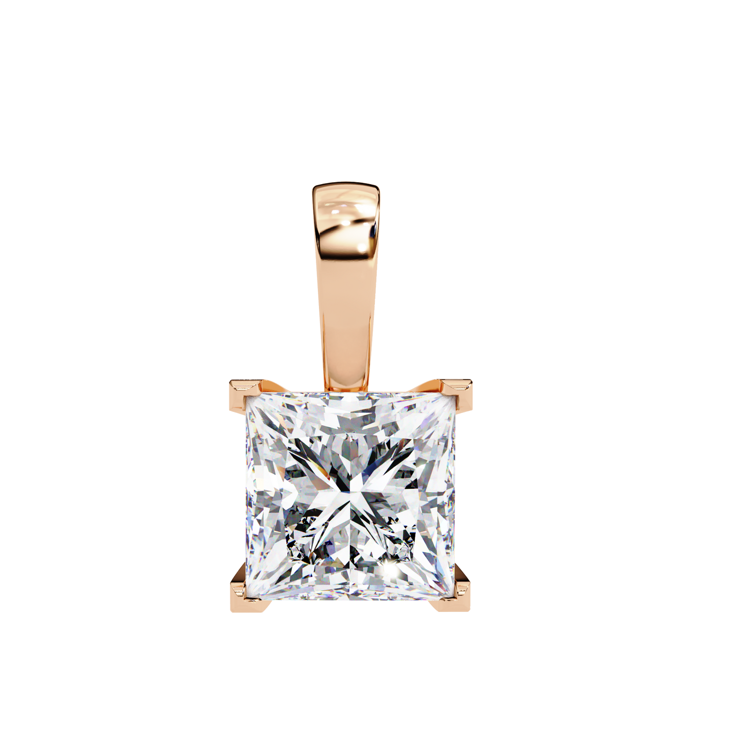 Pink Gold-Onyx Solitaire Pendant Lab Diamond_view=FRONT