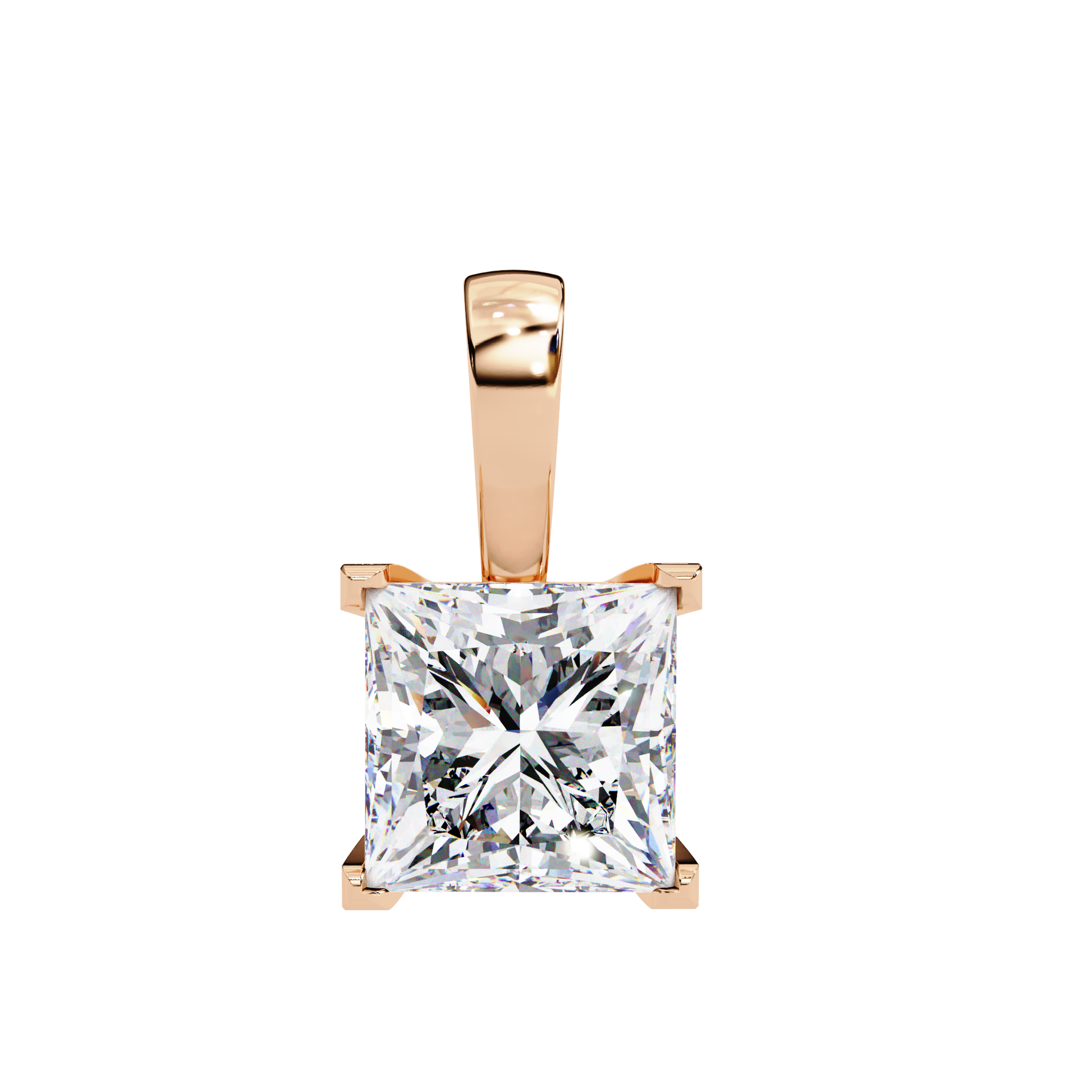 Pink Gold-Onyx Solitaire Pendant Lab Diamond_view=FRONT