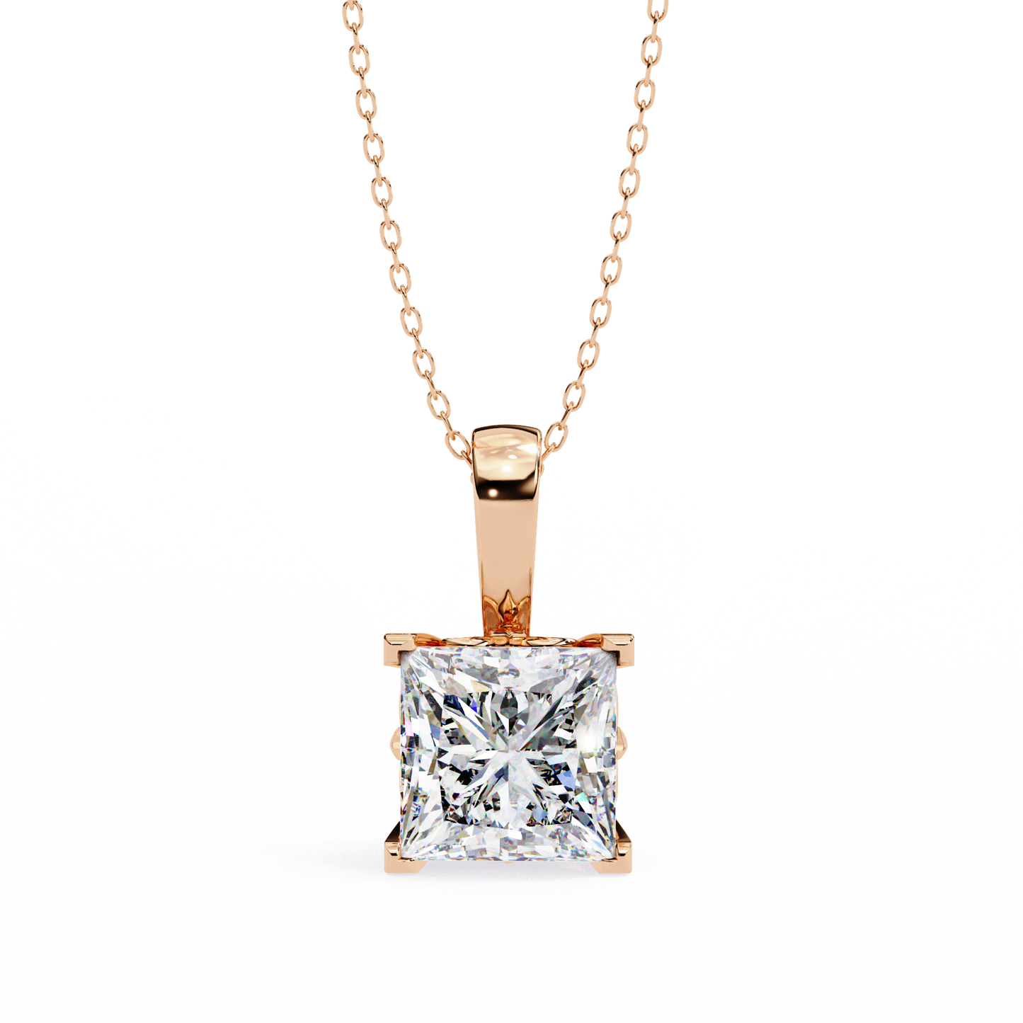 Pink Gold-Onyx Solitaire Pendant Lab Diamond_view=TOP