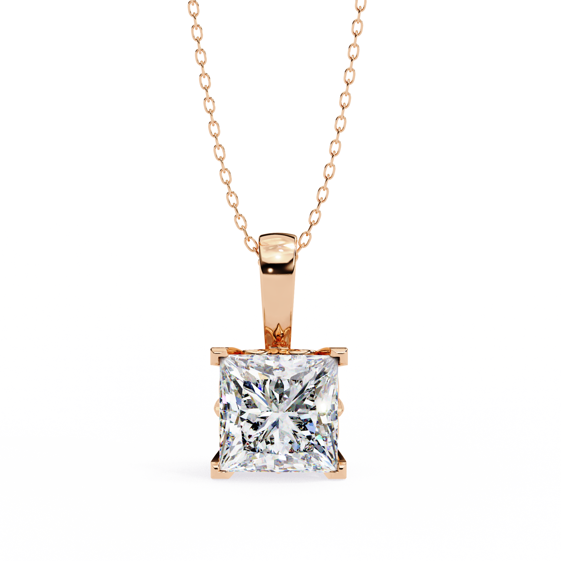 Pink Gold-Onyx Solitaire Pendant Lab Diamond_view=TOP