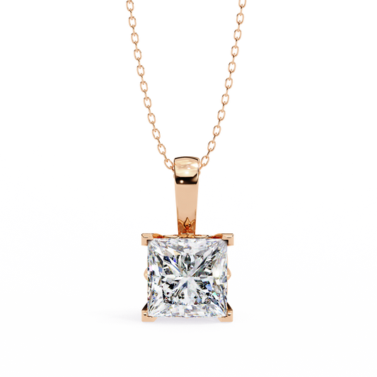 Pink Gold-Onyx Solitaire Pendant Lab Diamond_view=TOP