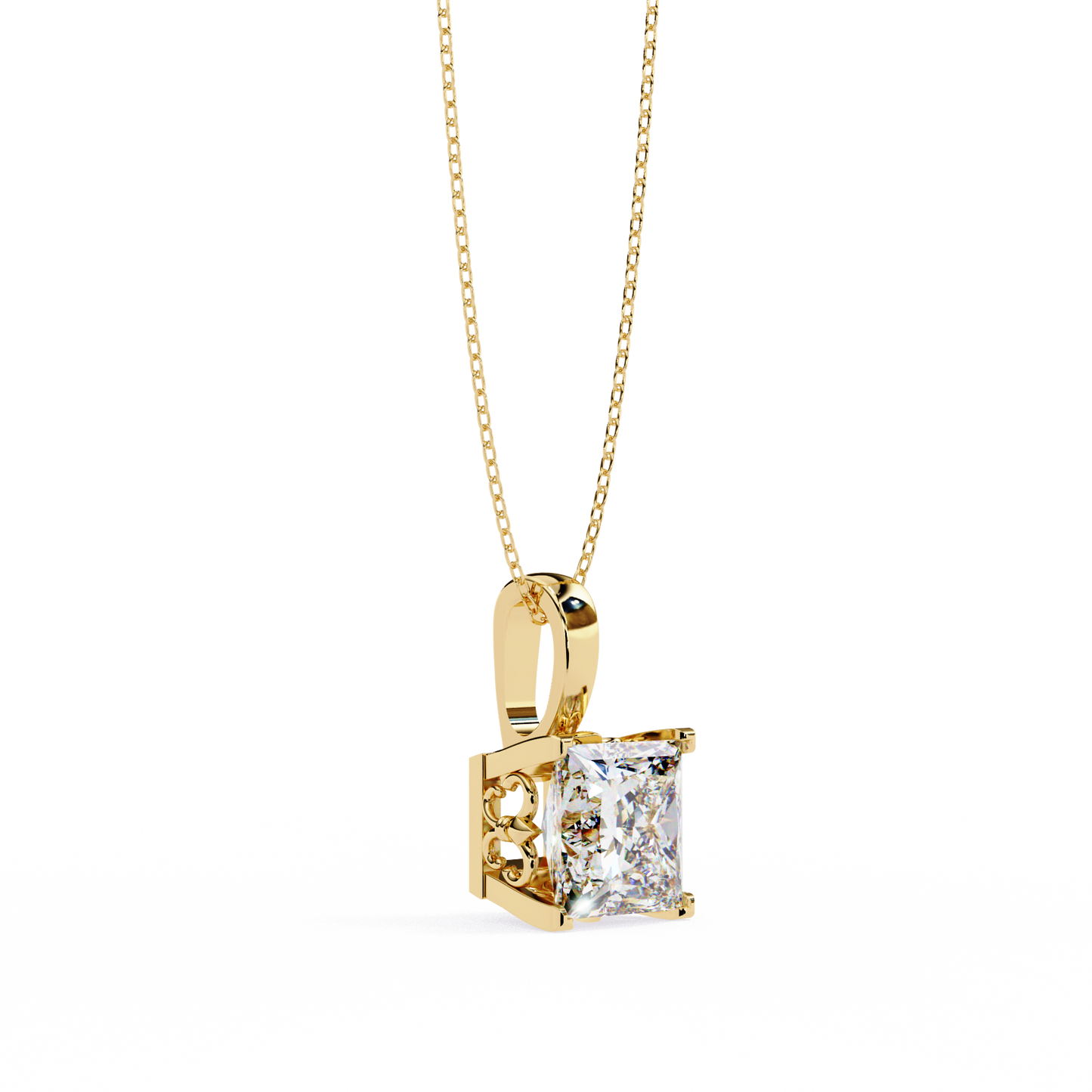 Yellow Gold-Onyx Solitaire Pendant Lab Diamond_view=3DV