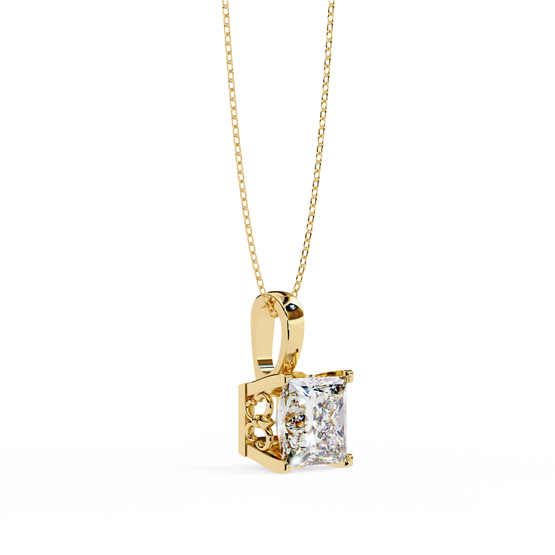 Yellow Gold-Onyx Solitaire Pendant Lab Diamond_view=3DV