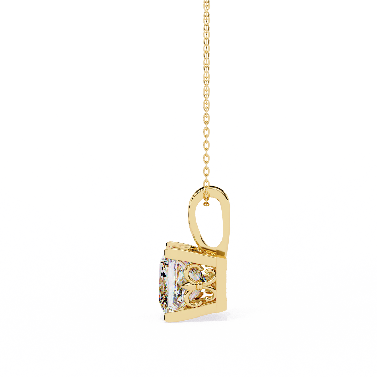 Yellow Gold-Onyx Solitaire Pendant Lab Diamond_view=SIDE