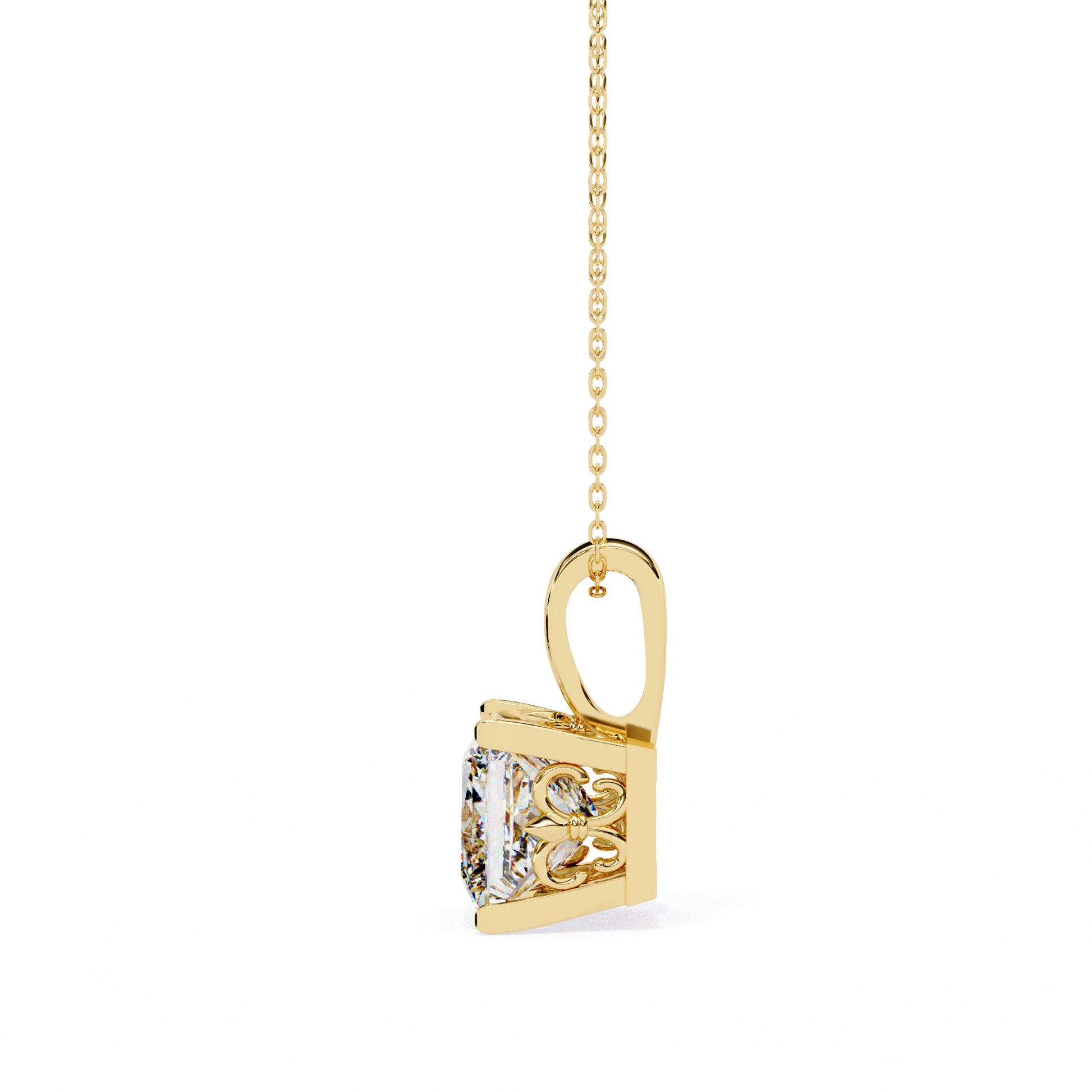 Yellow Gold-Onyx Solitaire Pendant Lab Diamond_view=SIDE