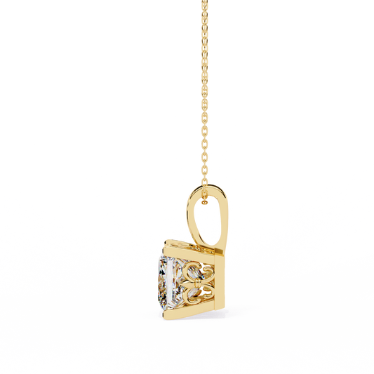 Yellow Gold-Onyx Solitaire Pendant Lab Diamond_view=SIDE