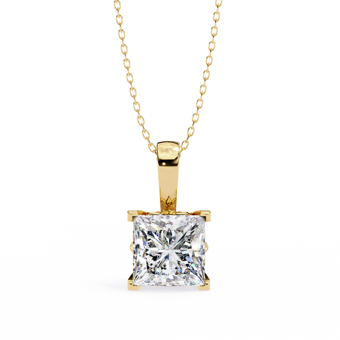 Yellow Gold-Onyx Solitaire Pendant Lab Diamond_view=TOP