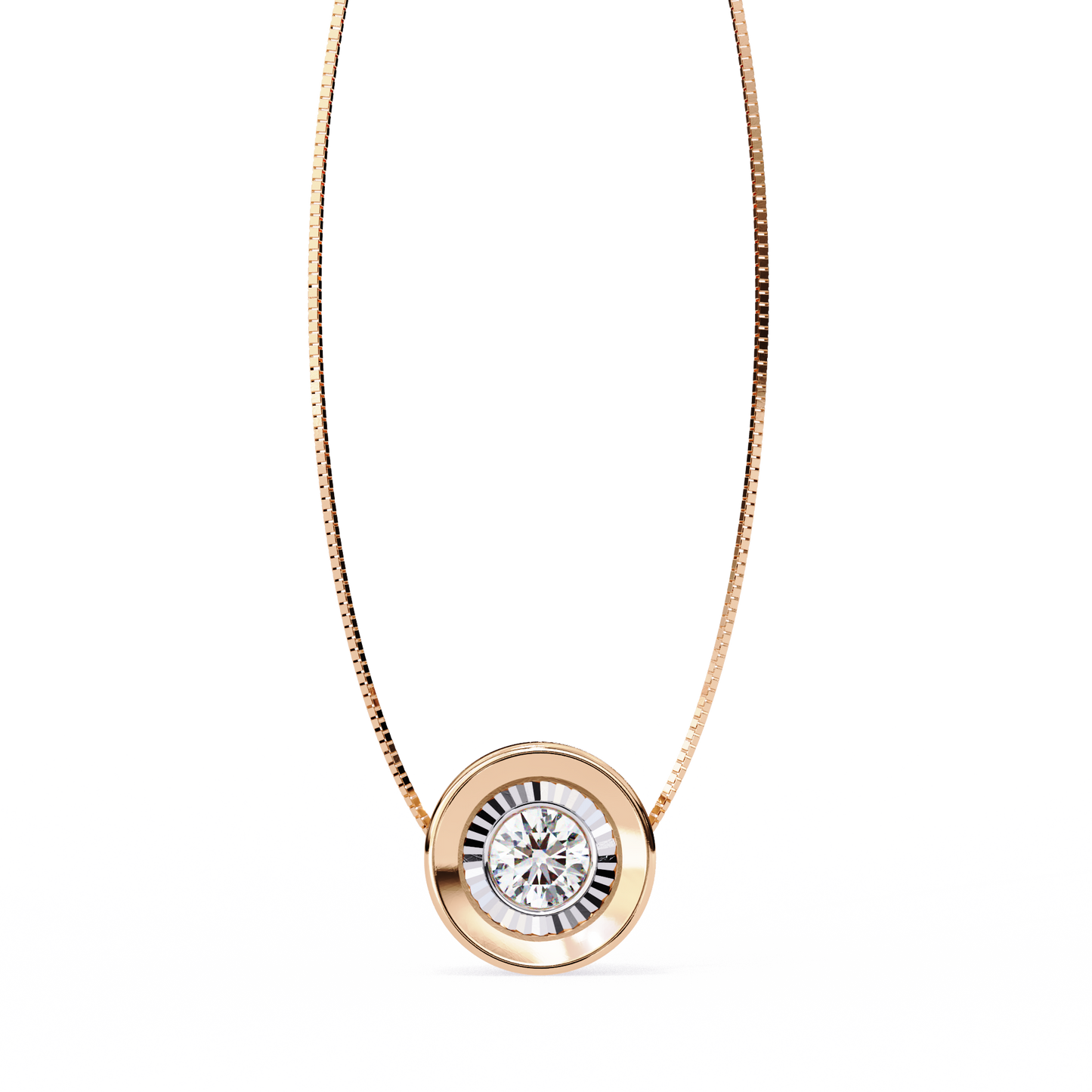 Pink Gold-Io Solitaire Pendant Lab Diamond_view=TOP