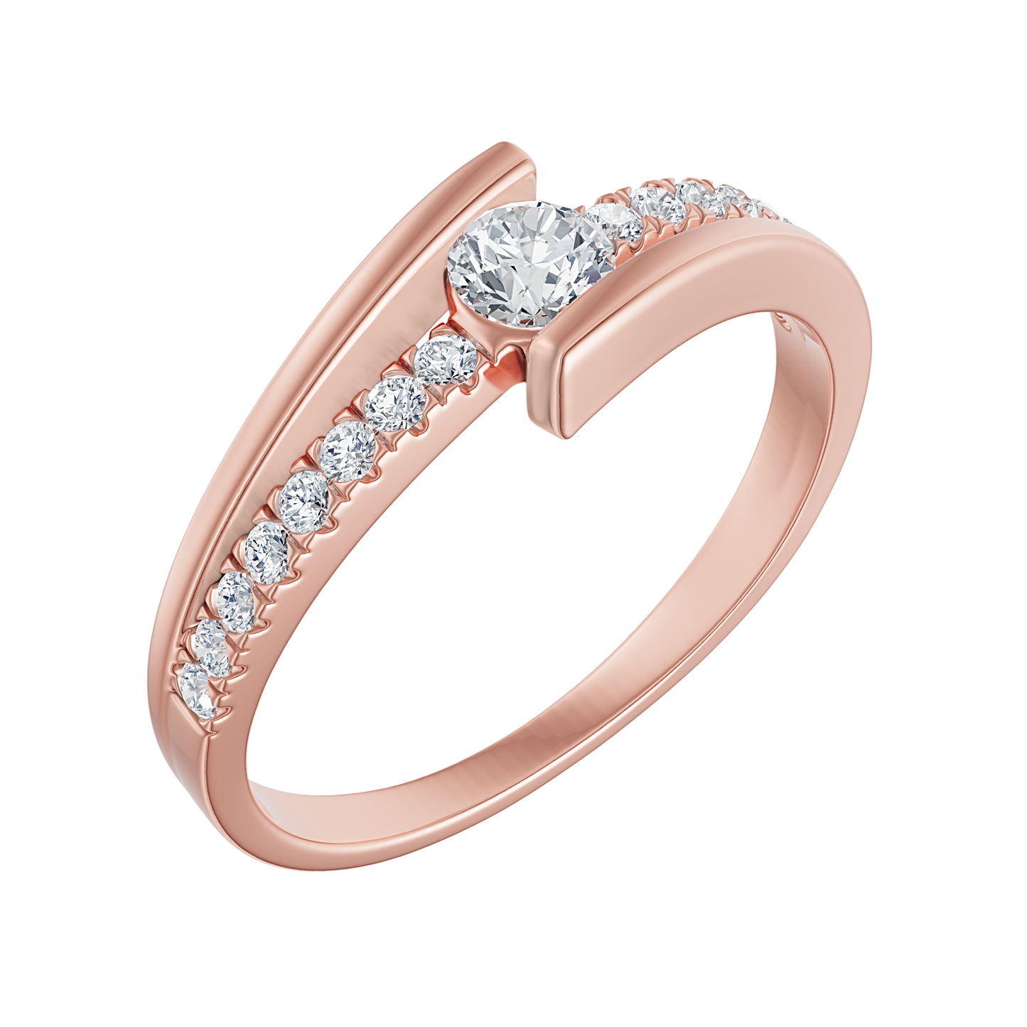 Pink Gold-Blush Lab Diamond Ring 0.15ct Round Center_view=3DV