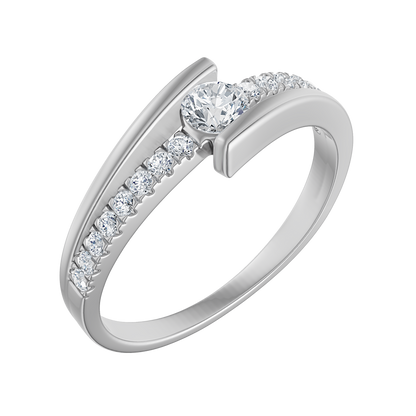 White Gold-Blush Lab Diamond Ring 0.15ct Round Center_view=3DV