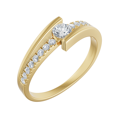 Yellow Gold-Blush Lab Diamond Ring 0.15ct Round Center_view=3DV