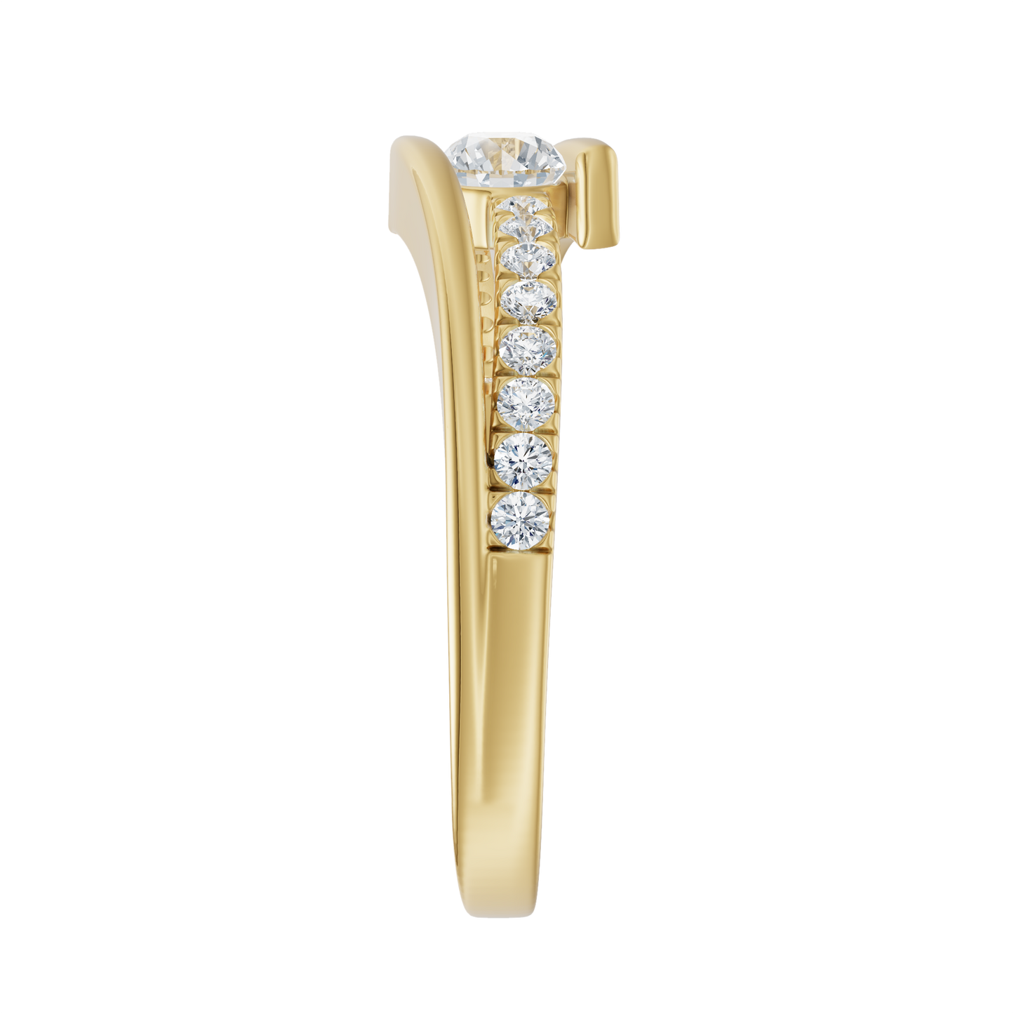Yellow Gold-Blush Lab Diamond Ring 0.15ct Round Center_view=SIDE