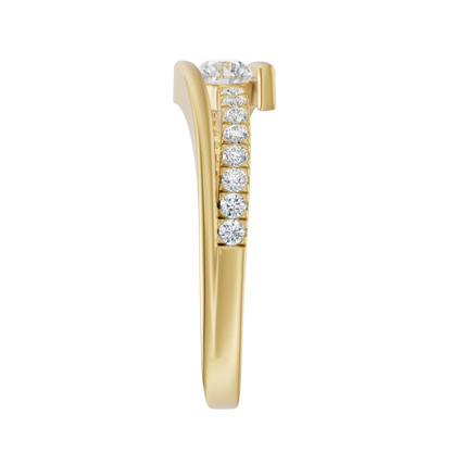 Yellow Gold-Blush Lab Diamond Ring 0.15ct Round Center_view=SIDE
