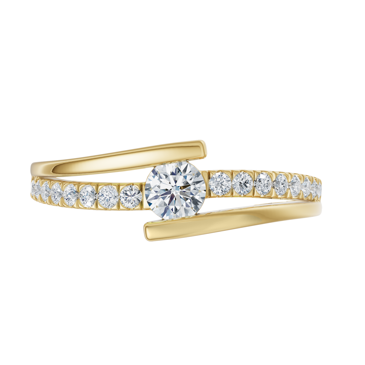 Yellow Gold-Blush Lab Diamond Ring 0.15ct Round Center_view=TOP