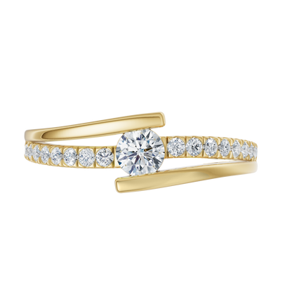 Yellow Gold-Blush Lab Diamond Ring 0.15ct Round Center_view=TOP