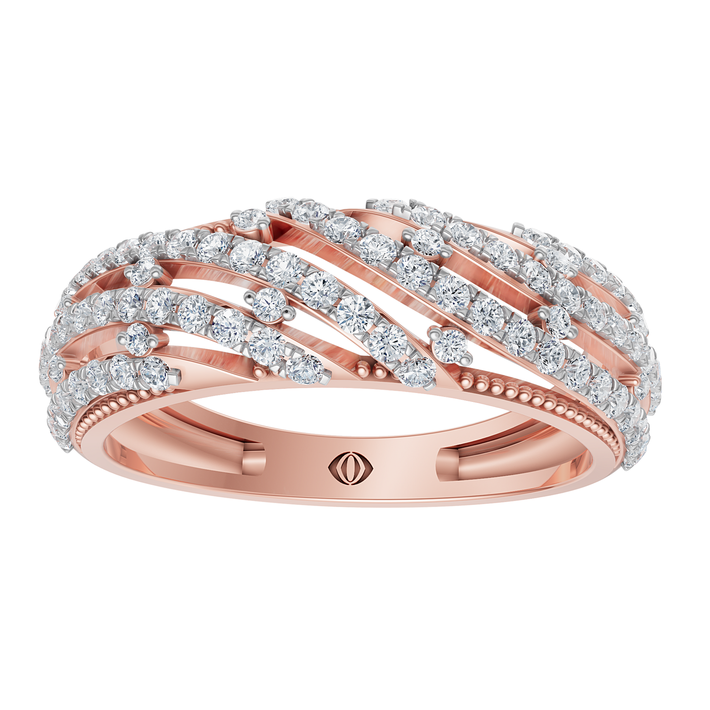 Pink Gold-Crest Lab Diamond Band_view=3DH