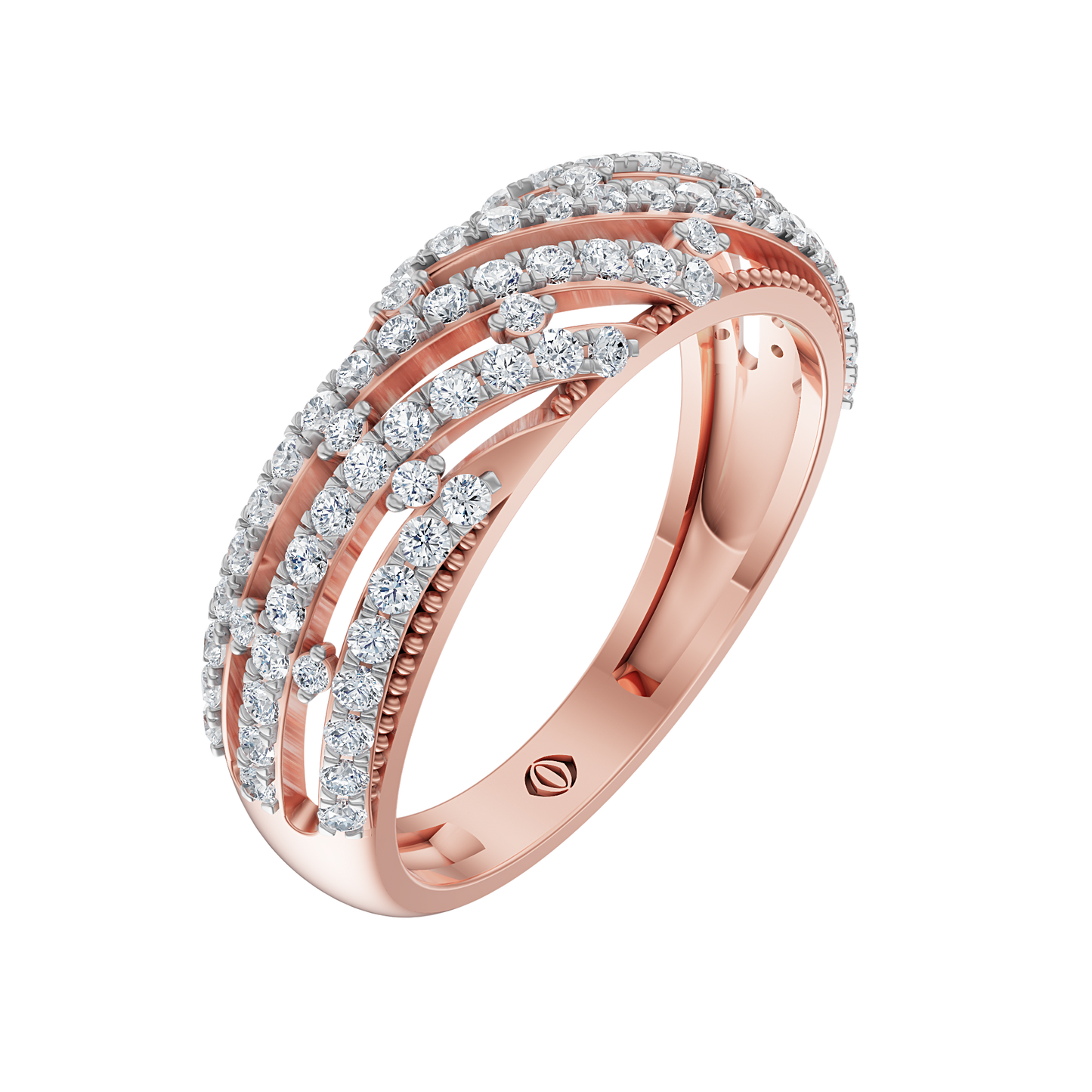 Pink Gold-Crest Lab Diamond Band_view=3DV