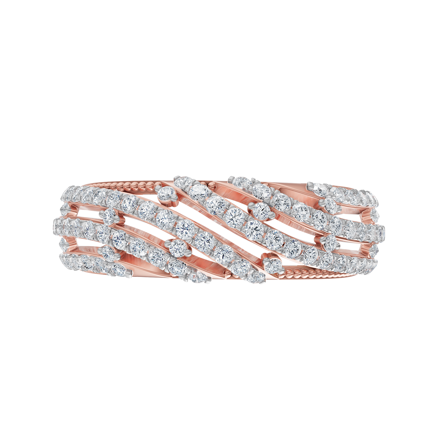 Pink Gold-Crest Lab Diamond Band_view=TOP