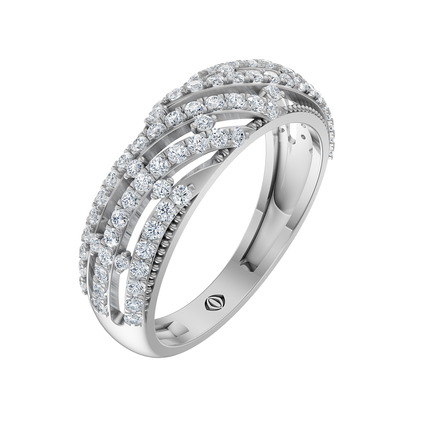 White Gold-Crest Lab Diamond Band_view=3DV
