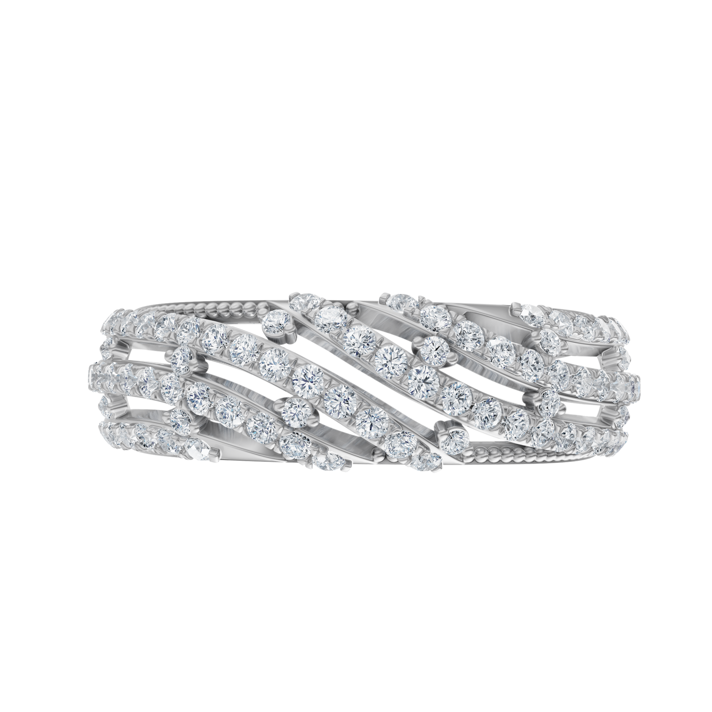 White Gold-Crest Lab Diamond Band_view=TOP