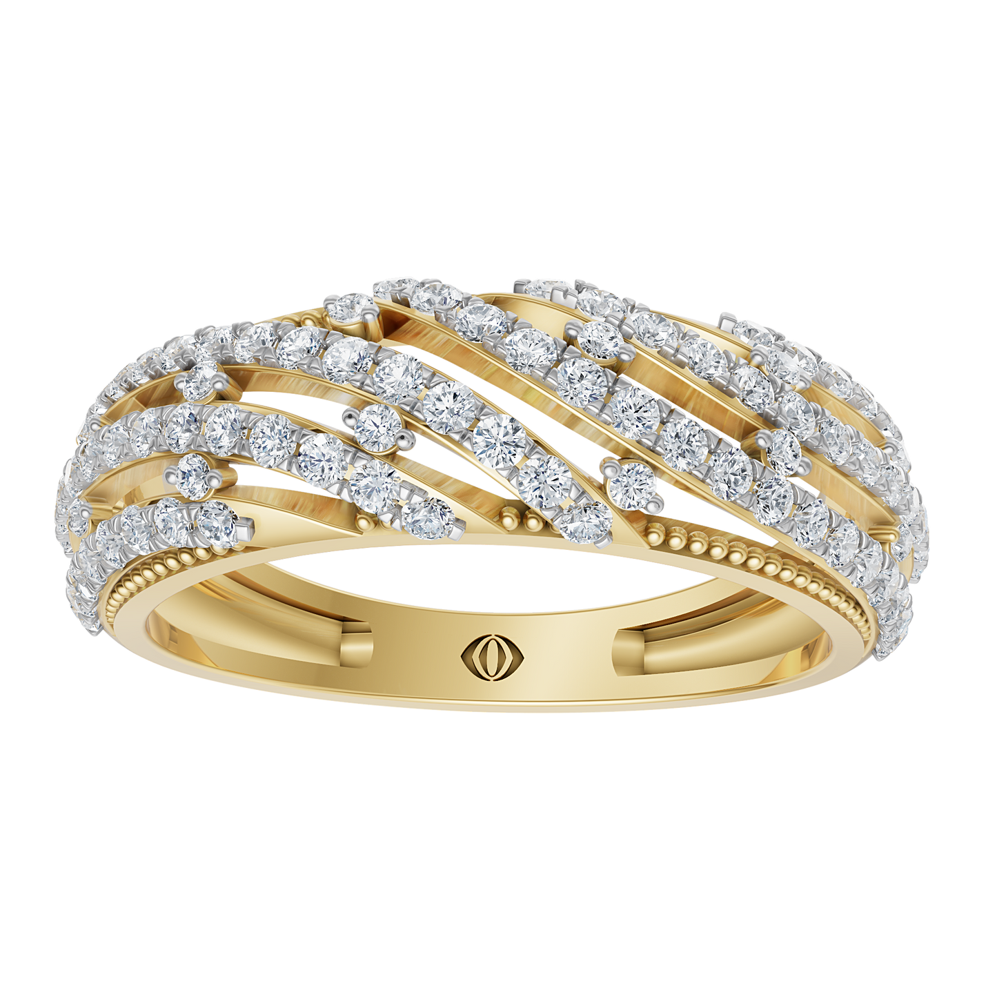 Yellow Gold-Crest Lab Diamond Band_view=3DH
