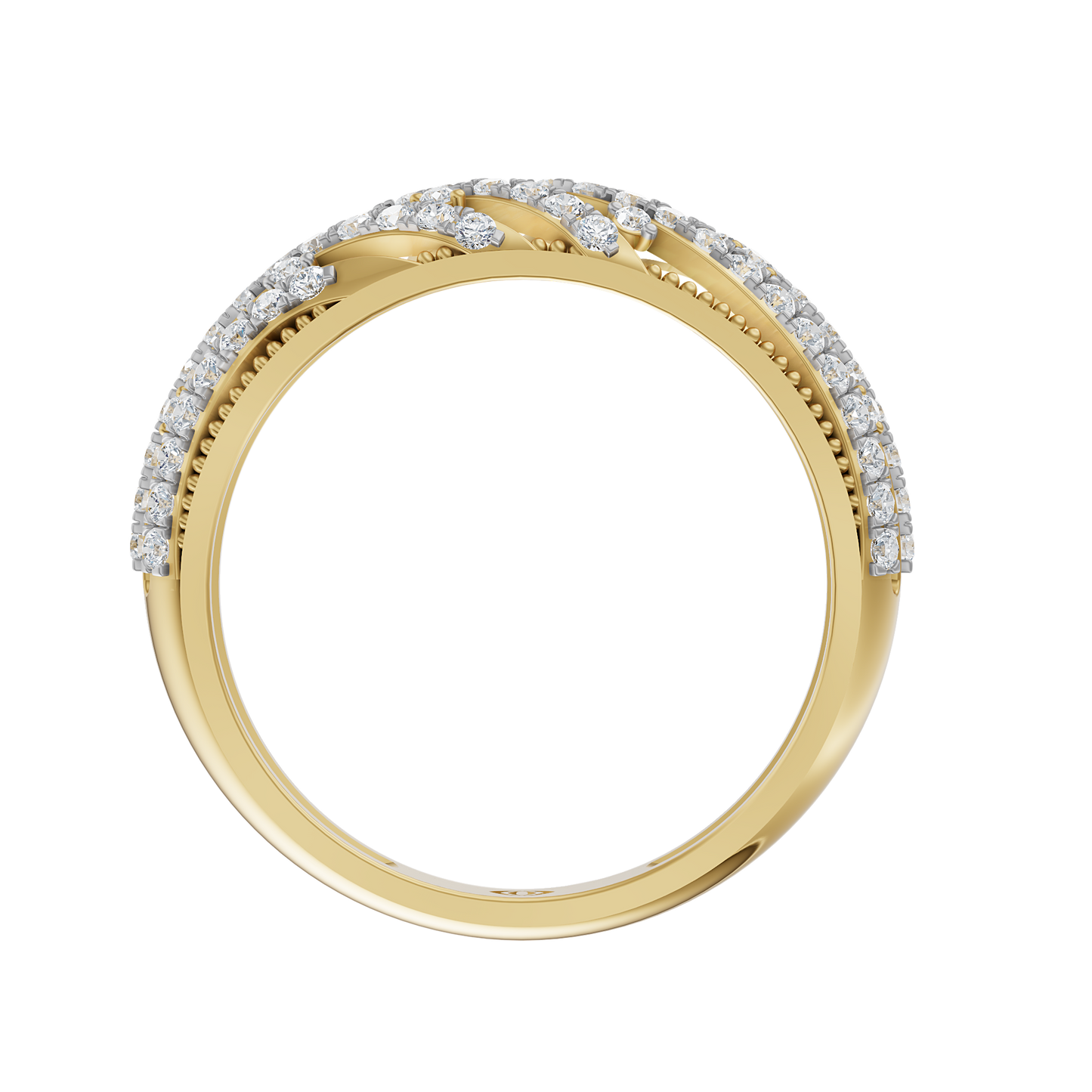 Yellow Gold-Crest Lab Diamond Band_view=FRONT