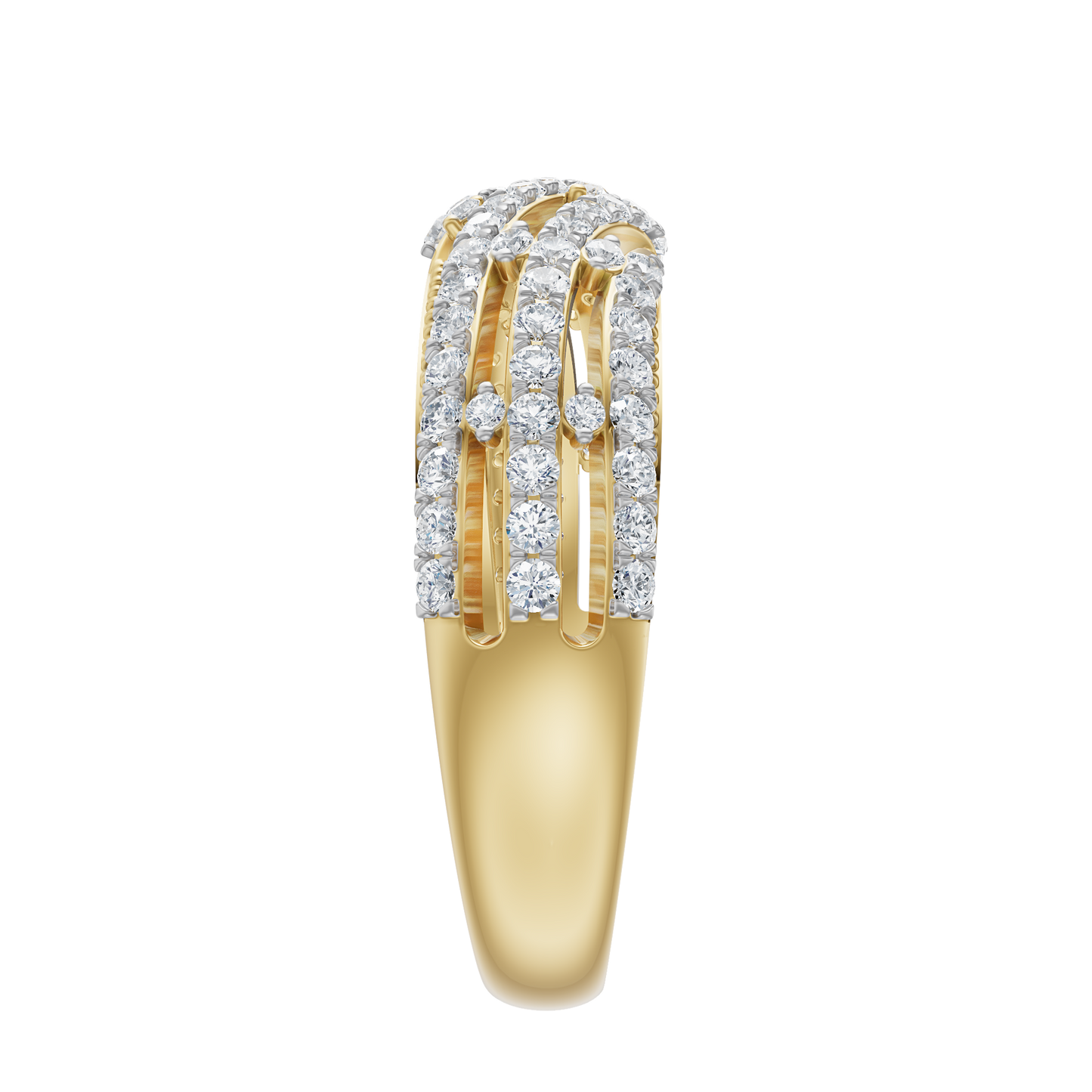 Yellow Gold-Crest Lab Diamond Band_view=SIDE