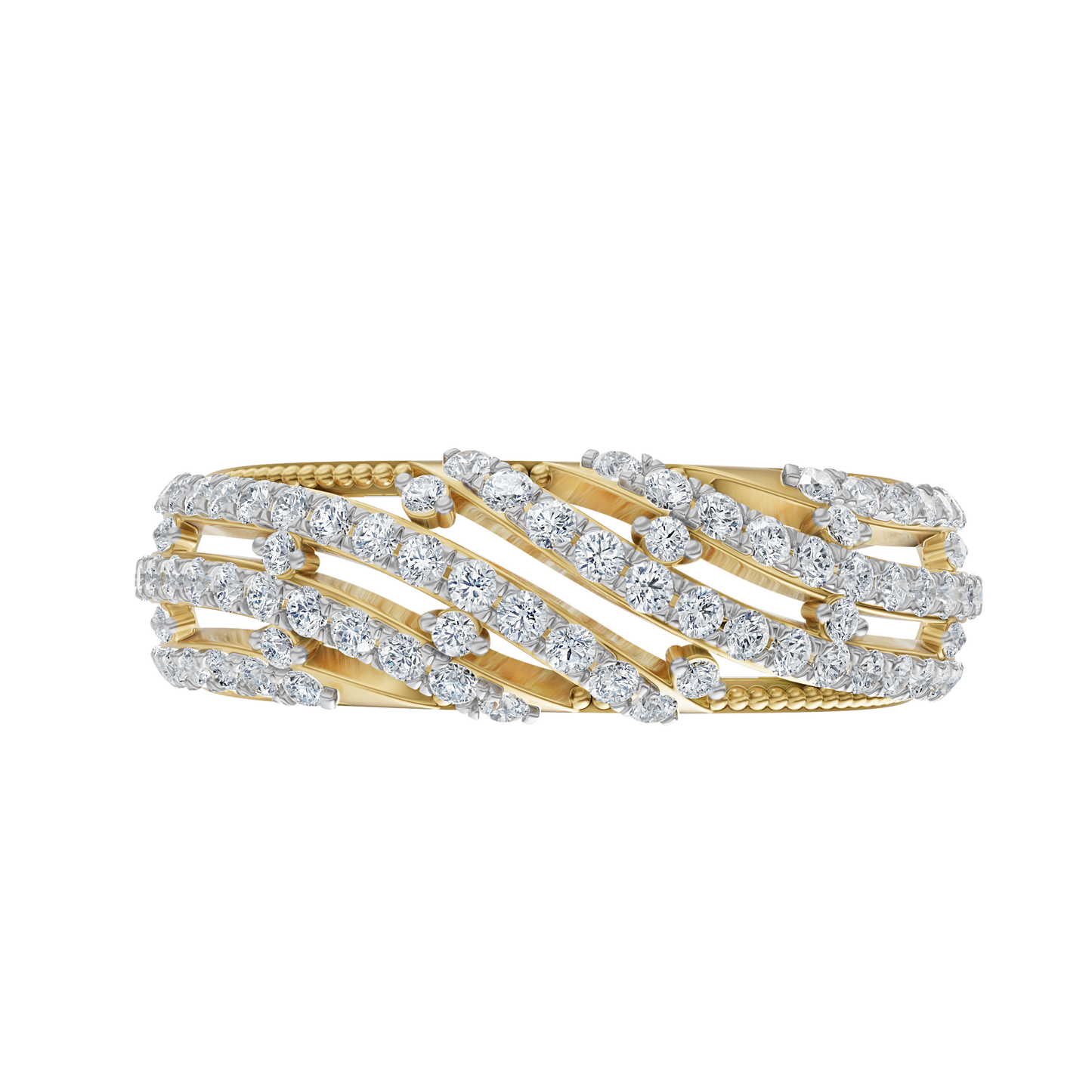 Yellow Gold-Crest Lab Diamond Band_view=TOP