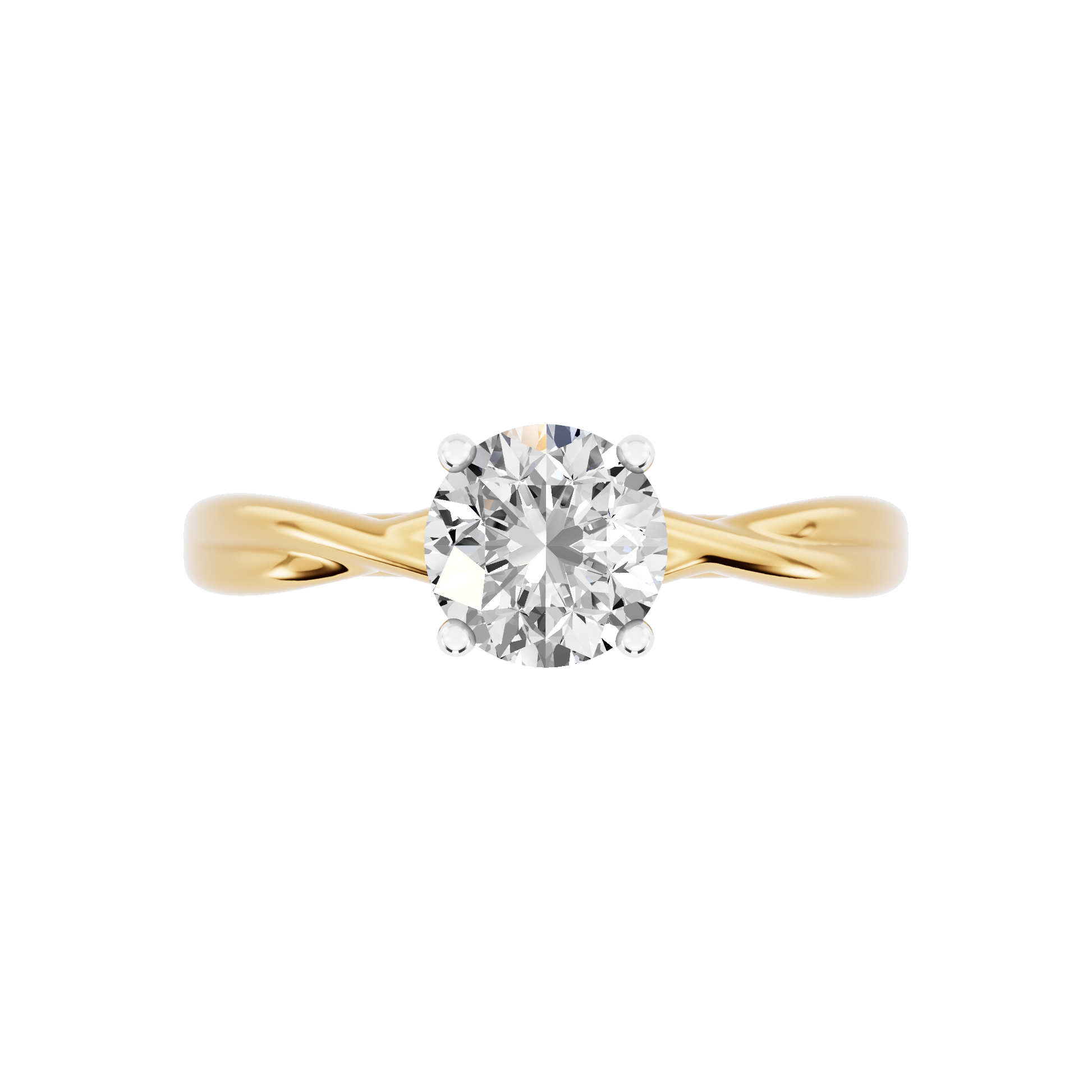 Yellow Gold-Quasar Lab-Grown Diamond Engagement Ring_view=TOP