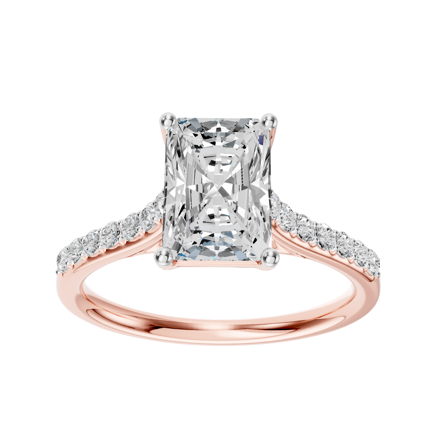 Pink Gold-Phoenix Lab Diamond  Ring 1.75ct Radiant Cut Center_view=3DH