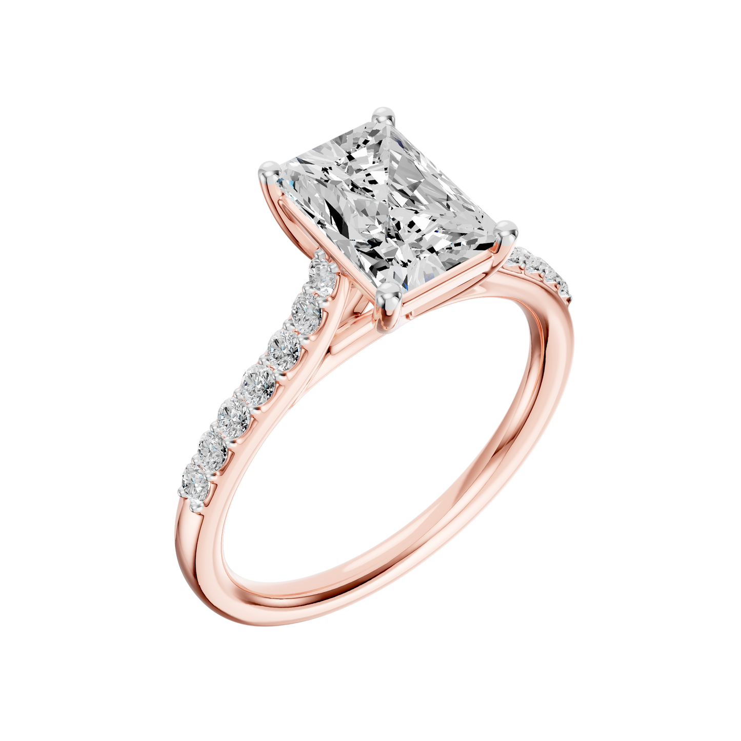 Pink Gold-Phoenix Lab Diamond  Ring 1.75ct Radiant Cut Center_view=3DV