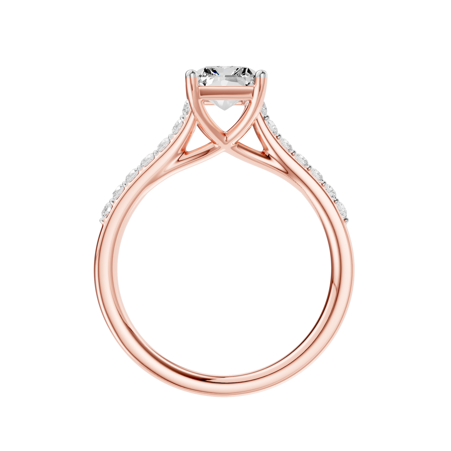 Pink Gold-Phoenix Lab Diamond  Ring 1.75ct Radiant Cut Center_view=FRONT